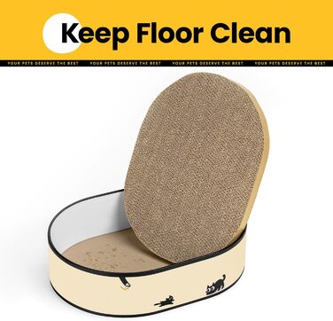 Котячий когтетоп з коробкою та 4 змінними когтеточками - великий комплекс з міцного гофрокартону, двосторонні когтеточки з наклейками DIY - лежанка для котів у квартирі, захист меблів. Великий котячий бокс + 4 когтедрови + наклейки