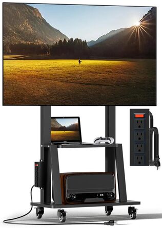 Мобільна підставка для телевізора з колесами, регульована по висоті, VESA 900x600, до 75 дюймів