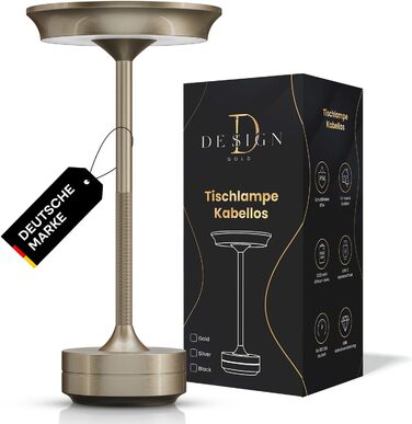 LED-лампа настільна бездротова - стильний дизайн з акумулятором та USB-C - 3 кольори світла та диммування - бездротова свобода для вулиці та дому - настільна лампа з акумулятором, що заряджається (срібна)