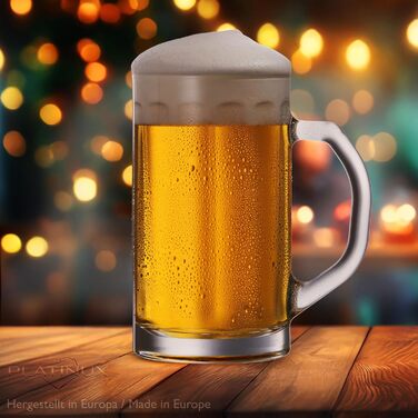 Набір скляних пивних кухлів PLATINUX Bierseidel з ручкою, 6 шт, 300 мл (макс. 350 мл) + 2 кухлі 500 мл, прозорі