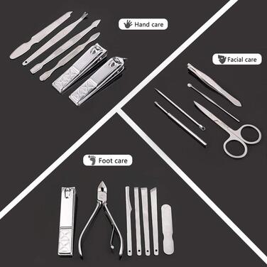 Набір для манікюру та педикюру 18 предметів у рожевому чохлі з шкіри