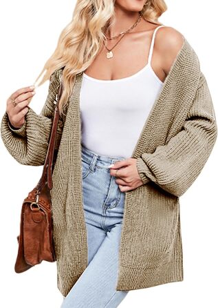 Жіночий кардиган оверсайз з грубого в'язання, теплий, з відкритою спиною, бежевий (XL)