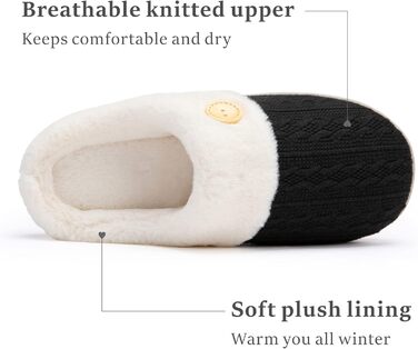 Тапочки жіночі Chantomoo, зручні, з пам'яттю, плюшеві, з штучним хутром, теплі, в'язані, slip-on, легкі, антиковзкі, для дому та вулиці, зелені (36/37 EU, чорні)