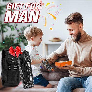 BIBURY Stainless Steel Multitool - 16-in-1 Folding Pliers with Screwdriver & Shears, Outdoor Tool Kit with Nylon Pouch - Gift for Dad