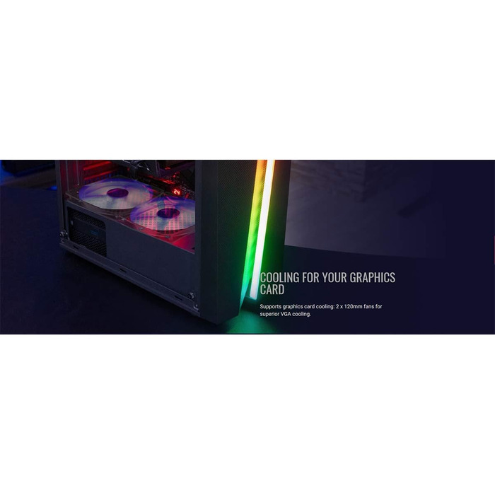 Корпус для ПК Aerocool Bolt Mid-Tower RGB, ATX, з прозорою бічною панеллю, RGB підсвітка, 120мм вентилятор, Чорний