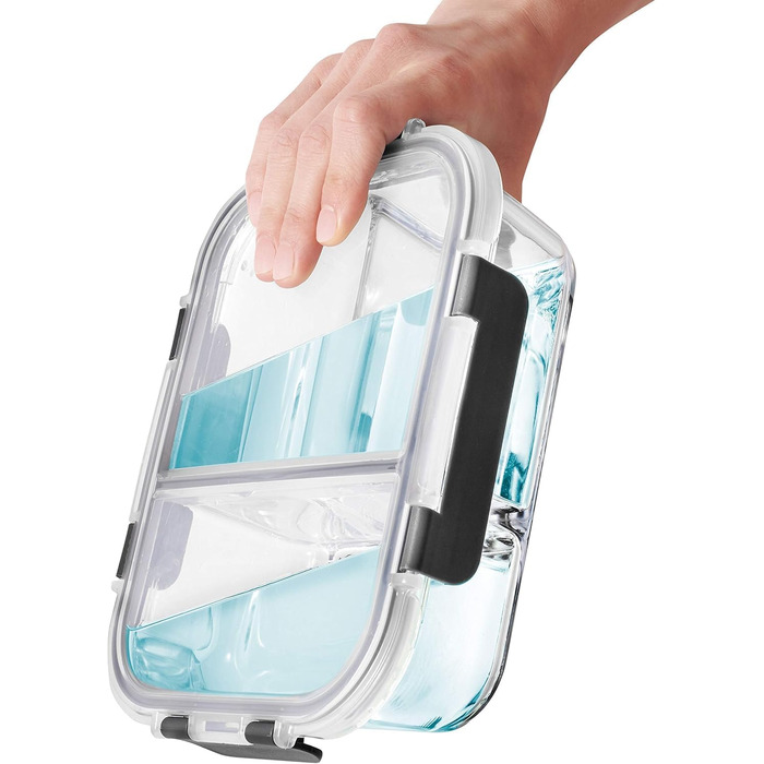 Набір контейнерів для їжі Igluu Meal Prep (3 шт.) – 980 мл, з 3 відділеннями, з боросилікатного скла, BPA-free, підходить для мікрохвильовки, духовки, морозильної камери та мийки посуду, витікання неможливе