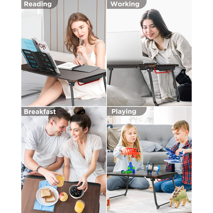 SAIJI Стіл-таблетка для ноутбука XXL, розкладний, для підлоги, дивану, їжі, роботи, ігор, навчання з ящиком, підставка для книг, підставка для планшета/телефону (65*49*30 см, світло-чорний)