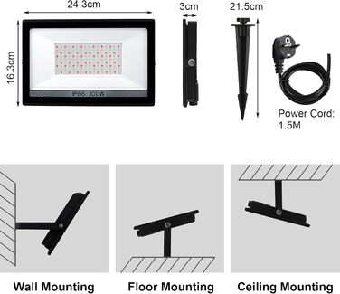 LED Floodlights Outdoor, 100W Smart RGB Floodlights with Remote Control and Bluetooth App, LED Floodlights, Color Changing Spotlights, IP66 Waterproof Floodlights for Gardens, Courtyards (2 Pack) (Rgb-4p)