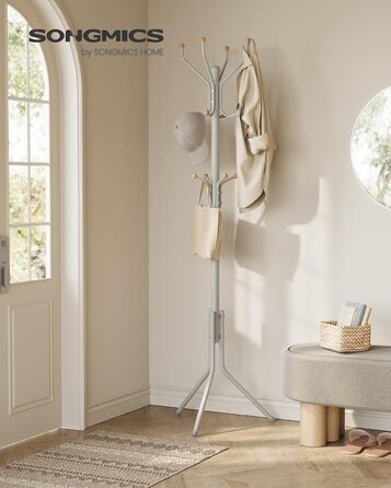 SONGMICS 182 cm Height Wardrobe Rack Stable Metal Clothes Rack Wardrobe, white, RCR19W (49 x 49 x 182H cm, Cappuccino Beige)
