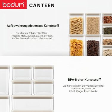 Набір контейнерів для зберігання Bodum CANTEEN 12 шт. прозорі, білі - BPA-free, для мийки в посудомийній машині, штабельовані