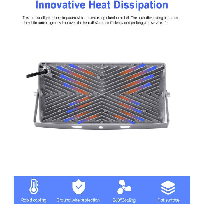 Світлодіодний прожектор 300W 30000Лм, тепле біле світло 3000K, IP65, для вулиці, саду, тераси, гаража, спортивного майданчика, фабрики, майстерні, комплект 10 шт, 100W холодне біле світло