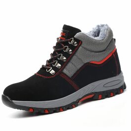 Зимові робочі черевики для чоловіків та жінок, захисні черевики S3, легкі, теплі, з металевим підноском, чорні, розмір 35-48