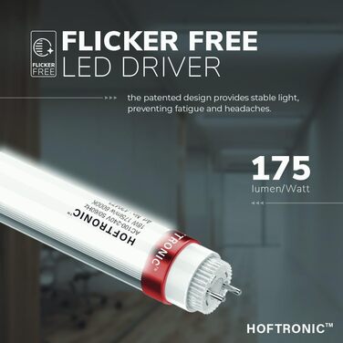 HOFTRONIC LED Damp-Proof Light 150cm 6000K Cold White 60W 10500lm 175lm/W Flicker-Free Linkable T8 Workshop Lamp IP65 Waterproof Basin Light Double for Garage Basement Office