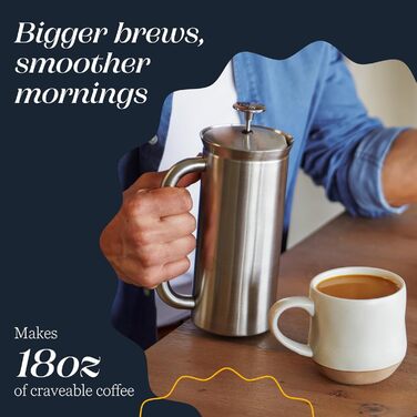 ESPRO P7 Френч-прес з нержавіючої сталі з подвійними стінками та мікрофільтром – для приготування кави та чаю, 530 мл
