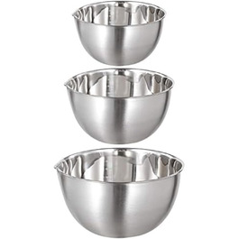 Набір місок для перемішування, 3 шт. з нержавіючої сталі, з носиком, для приготування та подачі, 1.5 л, 3 л, 5 л