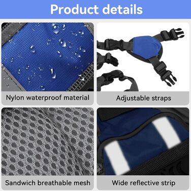 Рюкзак для собак Cyrank: набір посуду, жилет, сумка для спорядження, туристичний рюкзак для собак з світловідбиваючими смугами, жилет для собак, підходить для великих собак (S)