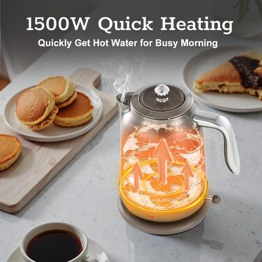 Електричний чайник з нержавіючої сталі з термоіндикатором, 1.7 л, Vintage, з автовимкненням та захистом від сухого кипіння – ідеальний для чаю та кави в сім'ї (Chrome)