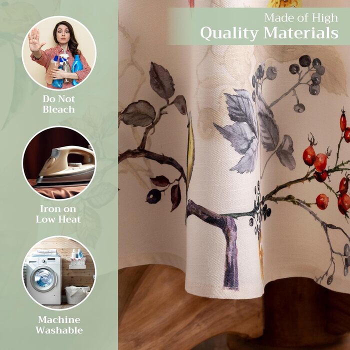 Скатертина Maison d' Hermine Equinoxe, 100% бавовна, бежева, кругла 170 см, для кухні, їдальні, свят, весіль