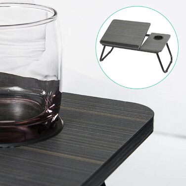 Складаний столик для ноутбука 55x32x25 см: підставка для планшета, ліжка, ноутбука з підстаканником (білий, чорний)