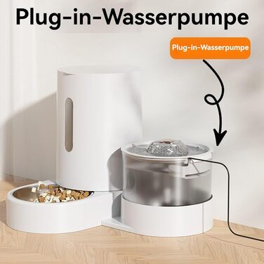 UUE 2-in-1 Automatic Pet Feeder & Water Dispenser - Cat & Dog - 1.5kg Capacity, 1.8L Water, Gravity-Fed, BPA Free, USB Rechargeable