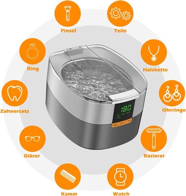 Ультразвукова мийка KECOOLKE для прикрас, ювелірних виробів, монет та годинників з цифровим таймером