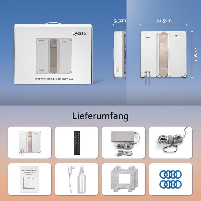 Робот для миття вікон Lydsto WL07Max з розпилювачем, 8000Pa, 4 режими, 110 мл, для кутів, білий
