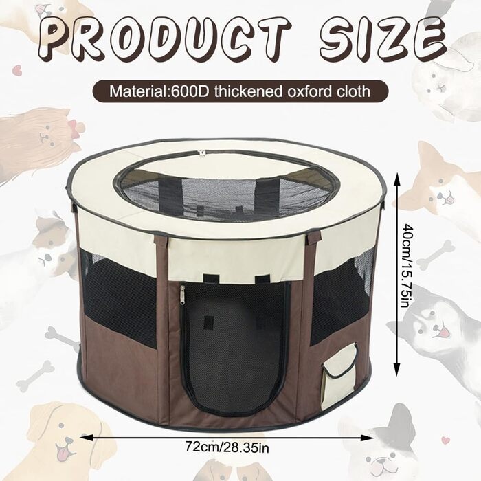 Складаний вольєр для цуценят, 70x70x40 см - вольєр для собак, для дому, водовідштовхуючий, Oxford