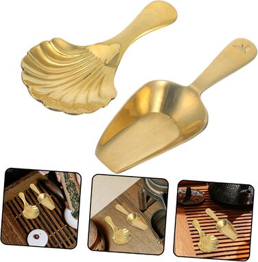 Cabilock 6-Piece Brass Scoop Spoons, Small Brass Shovels, Bath Salt Scoop, Bean Accessories, Glass Bathroom Counter Organizer, Mini Accessories, Individual Popcorn Measuring Cups, Scoop