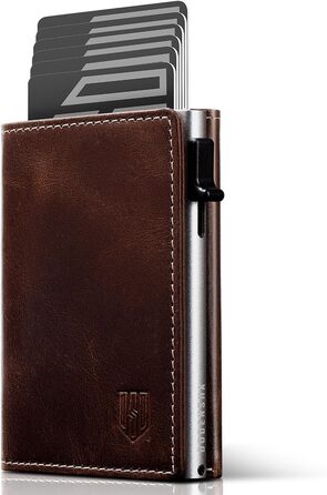 Портмоне чоловіче DODENSHA MagSnap Slim з монетницею, RFID захистом, для 10+ карток, чорно-червоний (Yl-braunsilber)