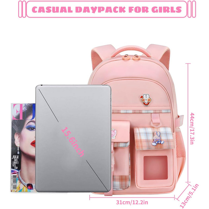 Дитячий рюкзак для дівчаток-підлітків, рожевий: зручний та водонепроникний для школи та подорожей (9-15 років)