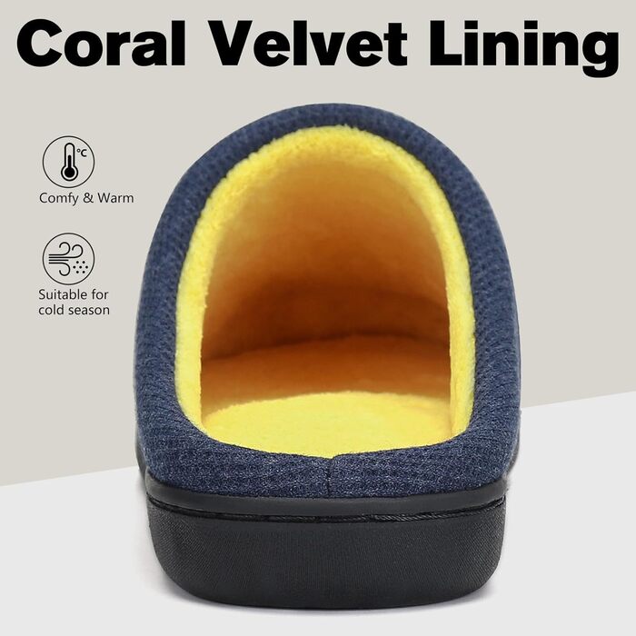 Домашні тапочки Mishansha для чоловіків та жінок з піни з пам'яті, неслизькі, синього кольору, 44/45 EU