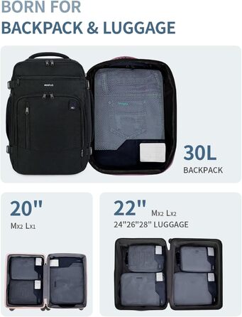 Органайзери для валізи ECOHUB, набір 4 шт. з мітками, екологічні, для рюкзака та валізи, з міцною сіткою, тревел-органайзер (зелений, темно-синій)