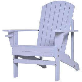 Крісло Adirondack Outsunny з підстаканником, масивне дерево, сіре, шезлонг для балкона, 72,5 x 97 x 93 см