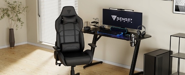 Ігрове крісло Sense7 Sentinel, екошкіра, чорно-червоне