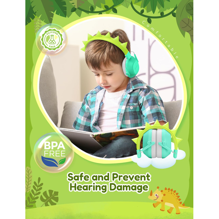 iClever навушники з шумозаглушенням для дітей (рожеві, з котячими вушками та динозавром)