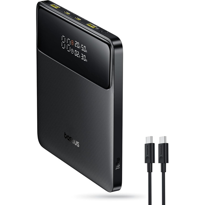 Power Bank Baseus 20000mAh 100W PD: Швидка зарядка для ноутбуків, MacBook, iPad, iPhone, Samsung та інших пристроїв (Чорний)
