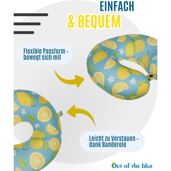 Подушка для шиї Lemons з мікрогранулятом - ергономічна подушка для подорожей (30x30 см)