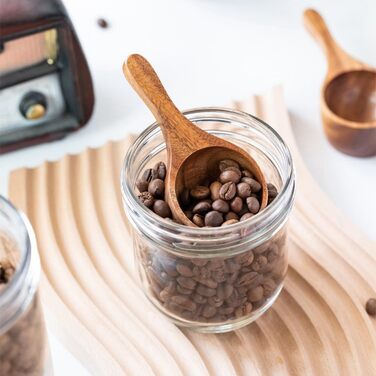 Kitchen utensil set, teacups, 2-piece, wooden spoons, mini coffee measuring cups, wooden ice cream spoons, kitchen measuring spoons