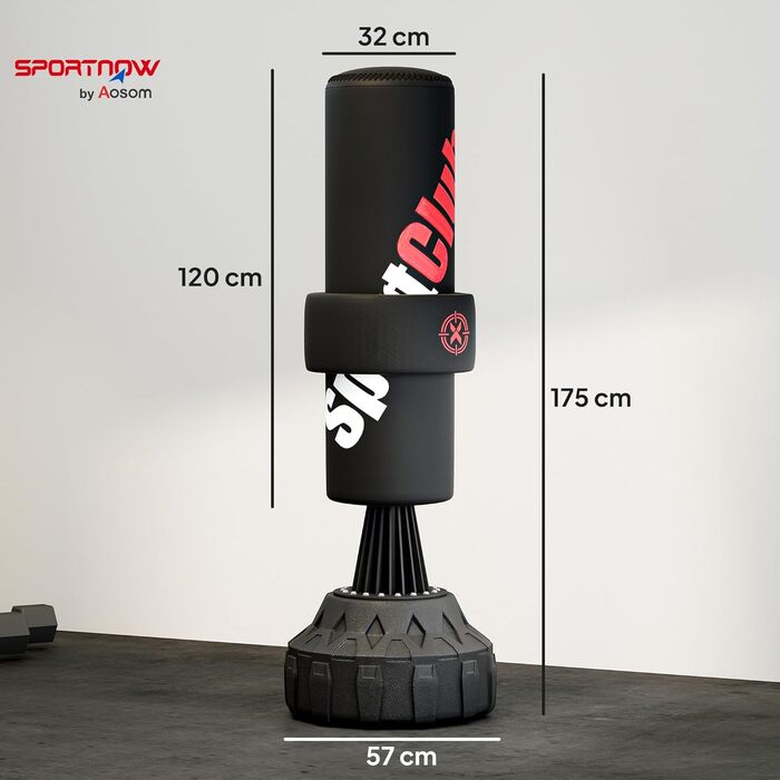 Стенд-боксерський мішок SPORTNOW, 65-175 см, з сорбентом, боксерські рукавиці, обладнання для боксу та кікбоксингу, пластик, чорний