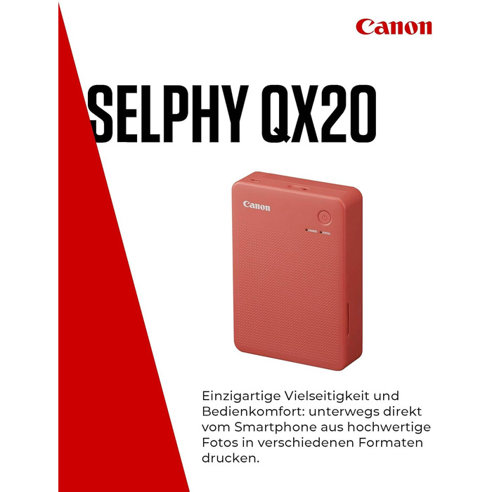 Canon SELPHY QX20: Портативний принтер для фото з Wi-Fi, термосублімація, USB-C, білий (без чорнил/паперу)