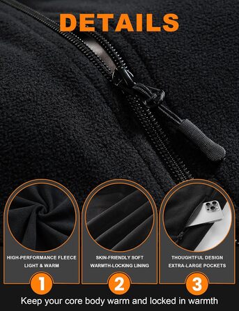 Обогревна жилетка для чоловіків та жінок, 6 зон обігріву, 3 режими температури, чорний колір, розмір S