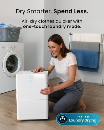 Про Breeze OmniDry - електросушарка повітря з Wi-Fi, 12л/24г, режим прання, датчик вологості, таймер, проти цвілі, для приміщень до 25м²