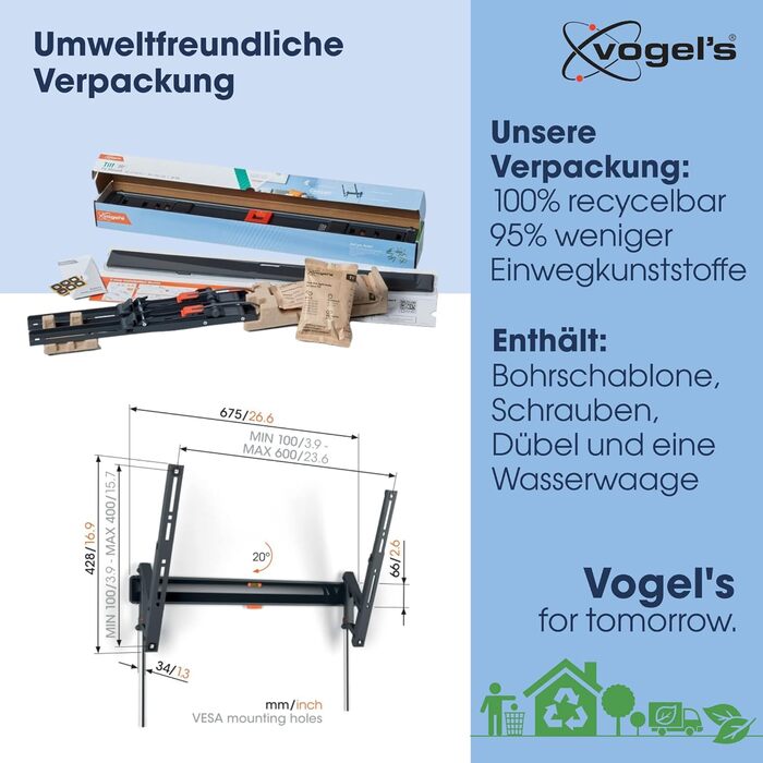 Настінна кріплення для телевізора Vogel's Comfort TVM 3415, 32-65 дюймів, до 25 кг, VESA 400x400