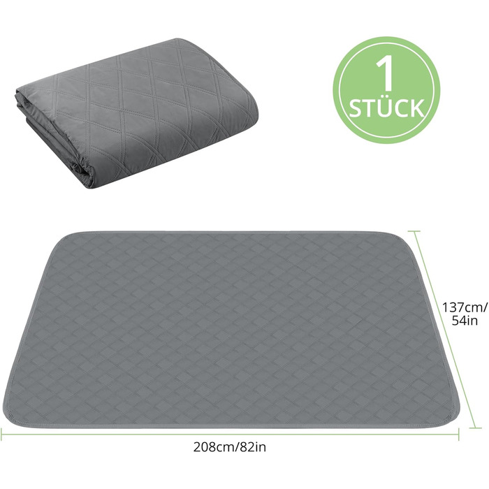 Водонепроникний килимок для собак TAIKURA, неслизький килимок для собак, міцний килимок для котів. Можна використовувати для захисту дивану, ліжка, автокрісла. Машинне прання. (Темно-сірий, 76 x 190 см)