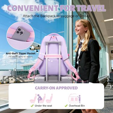 Шкільний рюкзак Tanou для дівчаток: великий, з тканини Oxford, з багатьма відділеннями (фіолетово-рожевий)