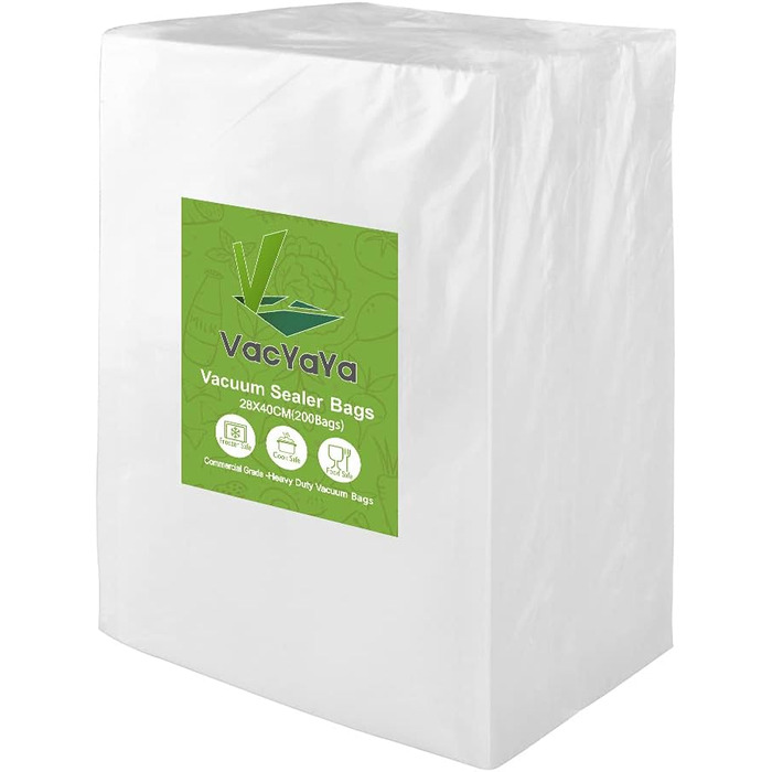 VacYaYa 200 Bag 28x40cm Vacuum Bags, Vacuum Sealer Bags for Food, BPA-Free Sous Vide Vacuum Bags, Bags for Vacuum Sealers and Foil Sealers Suitable