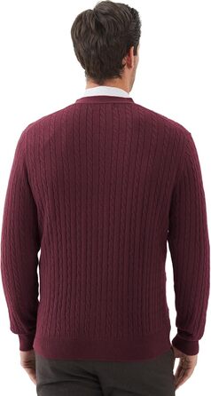 Чоловічий кардиган Kallspin з вовняної суміші, в'язаний з косами, з ґудзиками та кишенями, XL, Бордовий