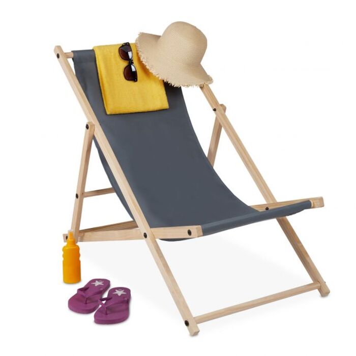 Relaxdays Folding Wooden Lounge Chair