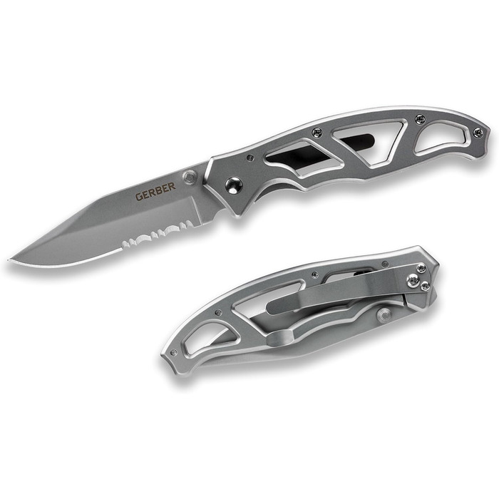 Gerber folding knife with plain edge and pocket clip
