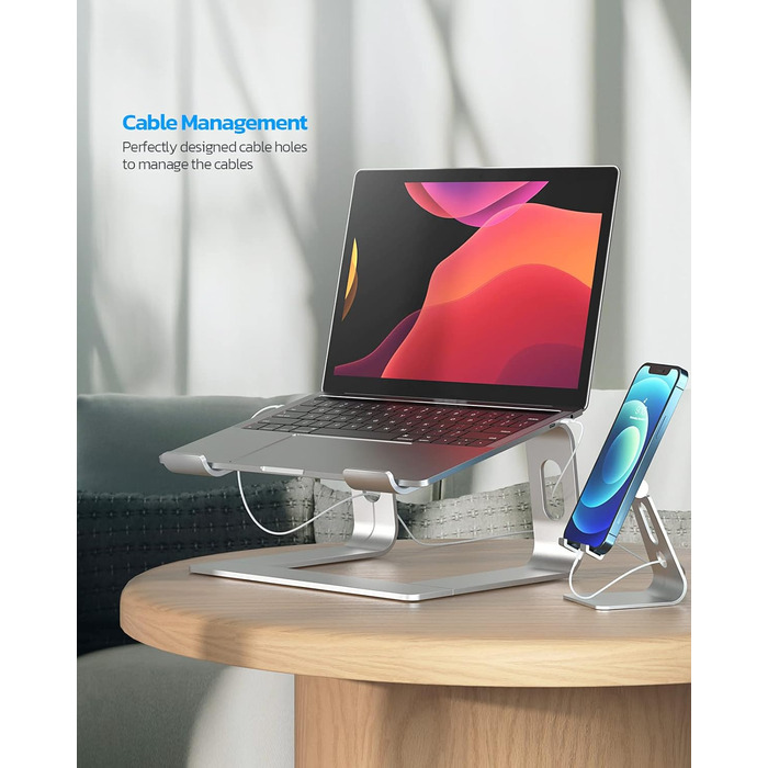 Підставка для ноутбука Nulaxy з алюмінію, ергономічна, з вентиляцією, сумісна з MacBook, Dell, HP, Samsung, Lenovo (10-16 дюймів), сіра (срібна)